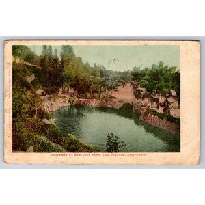 Driveway At Westlake Park Horse Carriage Los Angeles California CA Postcard c190